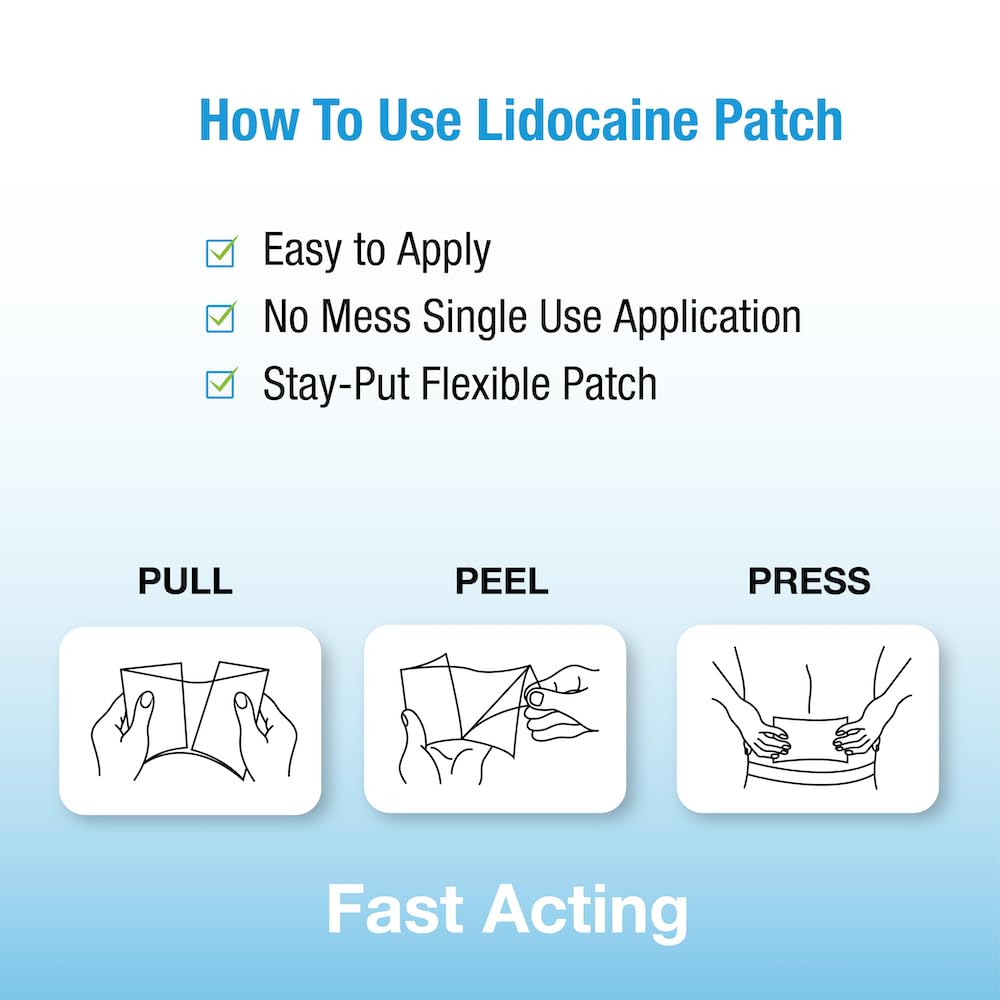 Puregen Labs Lidocaine 4% Numbing Patch - Total 60 Patches Maximum Strength | Fast Acting Temporary Relief of Aches | Back, Neck, Shoulders, Elbows and Knees P Puregen Labs uk supplements