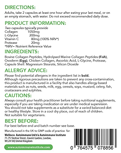 Advanced Collagen V2.Type I, II, III, V and X Hydrolysed Collagen Supplement with Vitamin C Autoimmune Institute uk supplements
