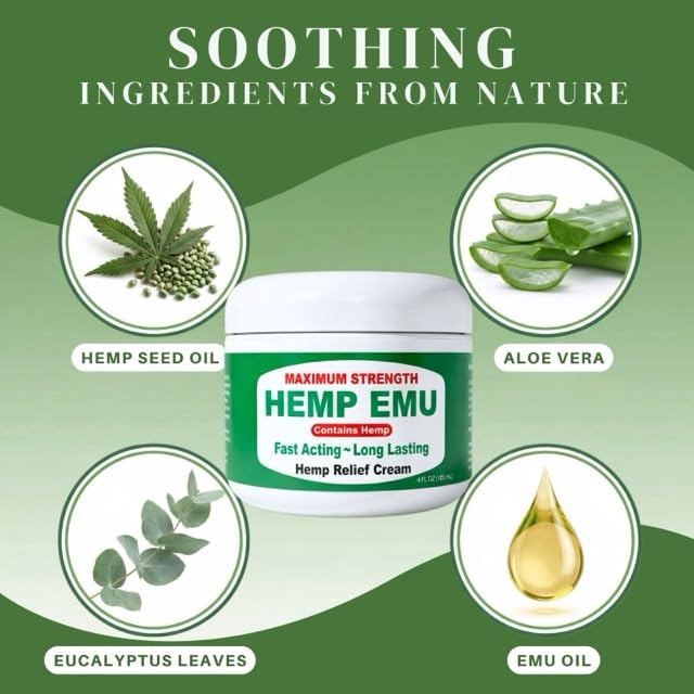 Hemp Emu Hemp Cream – 4oz Cream Hemp Emu uk supplements