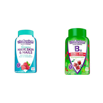 Vitafusion Gorgeous Hair, Skin & Nails Multivitamin Plus Biotin, Vitamin B12 Cherry Gummies for Energy Metabolism Support, 135ct & 90ct Vitafusion uk supplements