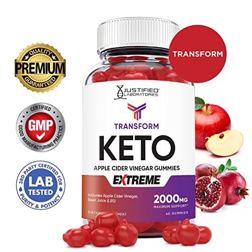 Transform Keto ACV Gummies Extreme Formula 2000MG Vegan Non GMO with Pomegranate Justified Laboratories uk supplements