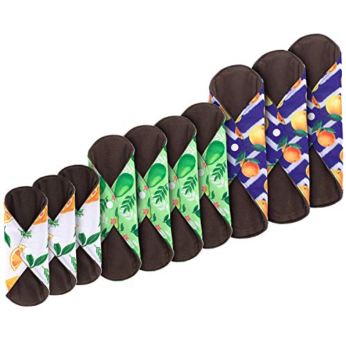 Teamoy 10pcs Cloth Panty Liners, Reusable Sanitary Pads with Wet Bag, Washable Cloth Menstrual Pads Teamoy uk supplements