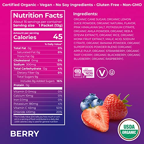 Orgain Organic Hydration Packets, Electrolytes Powder - Berry Hydro Boost Orgain uk supplements