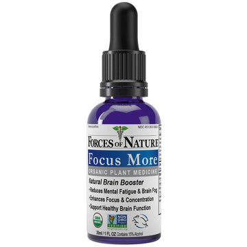Forces of Nature Focus Supplement, Focus More Homeopathic Medicine, Nootropics Brain Support Supplement, Helps Memory & Concentration, 1 fl oz Forces of Nature uk supplements