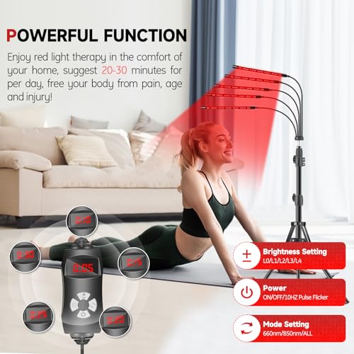 Red Light Therapy Lamp, 150 LEDs Infrared Light Therapy with Adjustable Stand - 660nm Redlight Rikimxin uk supplements