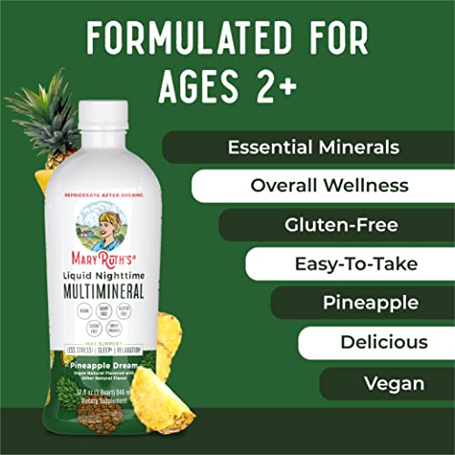 MaryRuth Organics Liquid Nighttime Multimineral | NO Melatonin | Magnesium Citrate | Calcium | Zinc | Vitamin D3| Available in 4 Flavors | Vegan | Sugar Free | Gluten Free | 32 Oz MARYRUTH'S uk supplements