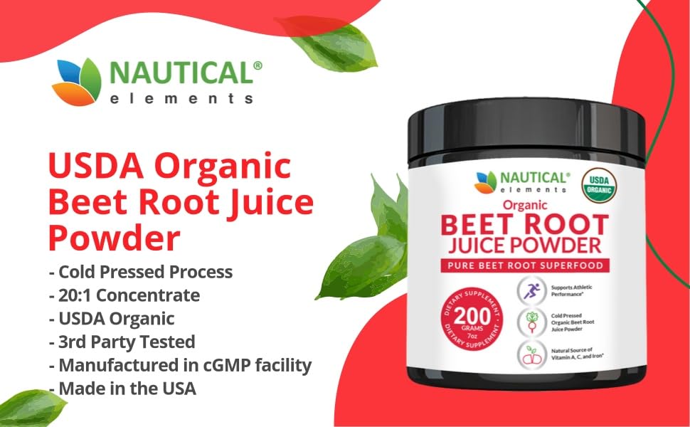 Beet Juice Powder Organic - Cold Pressed - 20:1 Concentrate - Concentrated Beet Root Nautical Elements uk supplements