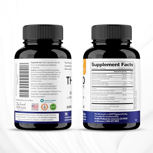 Sandhu's Thyroid Support Complex with Iodine Supplement|60 Capsules, 30 Days Supply Sandhu's uk supplements