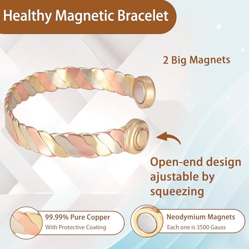 MagVIVACE Women Copper Magnetic Bracelet for Arthritis, Pure Copper Jewelry, Lymph Detox Bracelets MagVIVACE uk supplements