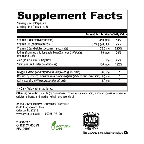 XYMOGEN MedCaps T3 - Thyroid Support Formula with Vitamins + Herbs - Selenium, Zinc XYMOGEN uk supplements