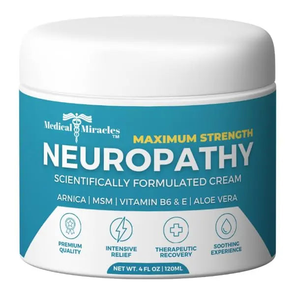 Medical Miracles Neuropathy Cream | Nerve Therapy Max-Potency Relief Cream for Feet, Hands, Legs, and Toes - Enriched with Arnica, Vitamin B6, Aloe Vera, MSM - Crafted for Exceptional Relief 4oz Medical Miracles uk supplements