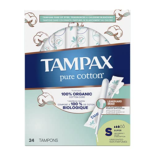 TAMPAX Pure 100% Organic Cotton Core Super Absorbency Tampons - 24 ct Tampax uk supplements