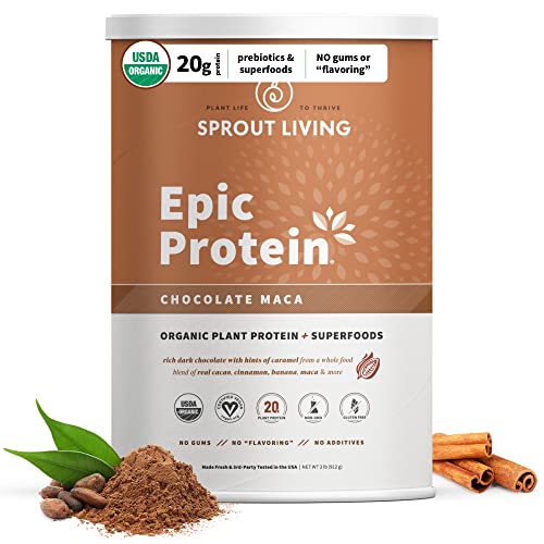 Sprout Living Epic Protein, Plant Based Protein & Superfoods Powder, Chocolate Maca Sprout Living uk supplements