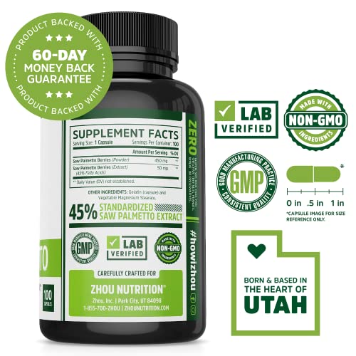 Zhou Nutrition Saw Palmetto Extract 500 mg, Prostate Health, Urinary Tract Support, DHT Zhou Nutrition uk supplements