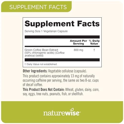 NatureWise Green Coffee Bean Extract - Pure Green Coffee Bean Capsules 800mg NatureWise uk supplements