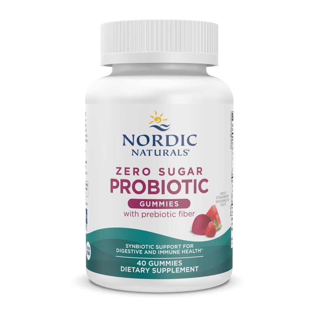 Nordic Naturals Zero Sugar Probiotic Gummies - Strawberry Watermelon Flavor - 40 Gummies - Supports Digestive Wellness & Immune Health - Non-GMO - Third Party Tested - Vegan - 20 Servings Nordic Naturals uk supplements