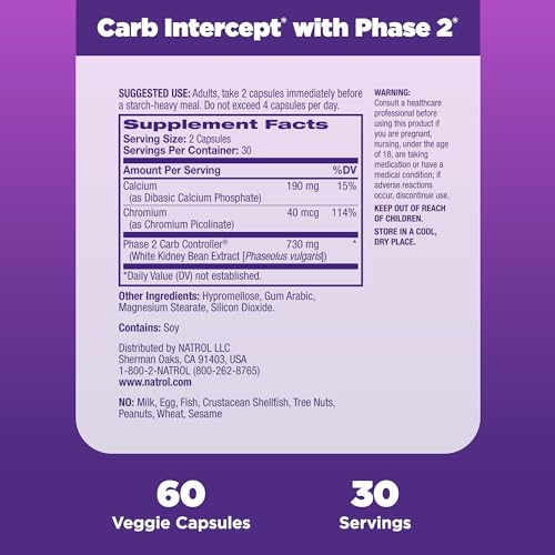 Natrol Carb Intercept with Phase 2 Starch Neutralizer, 60 Capsules Natrol uk supplements