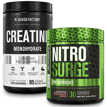 Jacked Factory Nitrosurge Pre-Workout in Sour Peach Rings & Creatine Monohydrate Jacked Factory uk supplements