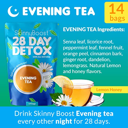 SkinnyBoost - Detox Tea Power Kit-1 - Daytime Tea (28 Bags) 1 Evening Detox Tea (14 Bags) SkinnyBoost uk supplements
