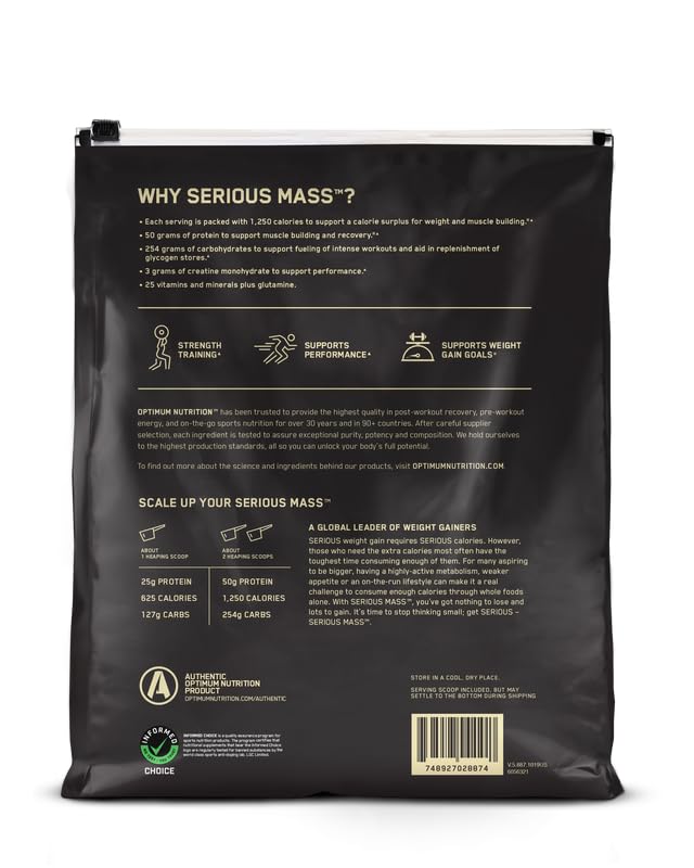 Optimum Nutrition Serious Mass Weight Gainer Protein Powder, Vitamin C, Zinc Optimum Nutrition uk supplements