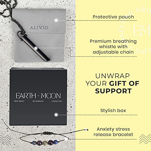Mindful Breathing Necklace for Anxiety Stress Relief - Earth and Moon Stainless Steel Anxiety EARTH AND MOON uk supplements
