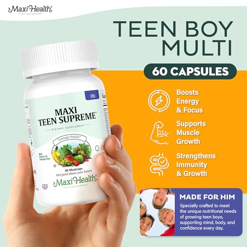 Teen Vitamins for Boys 12-17 - Teen Multivitamin Supreme with D3, Iron, Calcium, Biotin, Digestive Enzymes Maxi Health uk supplements