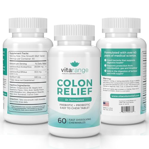 Colon Relief by VitaRange- Fast Constipation and Bloating Relief with Sunfiber Prebiotic Vita Range uk supplements