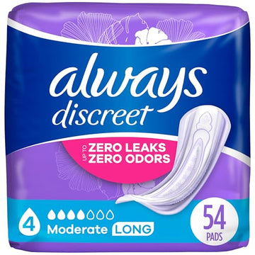 Always Discreet Adult Moderate Long Incontinence Pads, Up to 100% Leak-Free Protection, 54 Count Always Discreet uk supplements