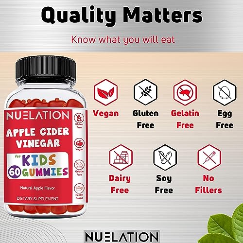 NUELATION Apple Cider Vinegar Gummies for Kids, 60 Servings. Gluten Free, Vegan and Gelatin NUELATION uk supplements