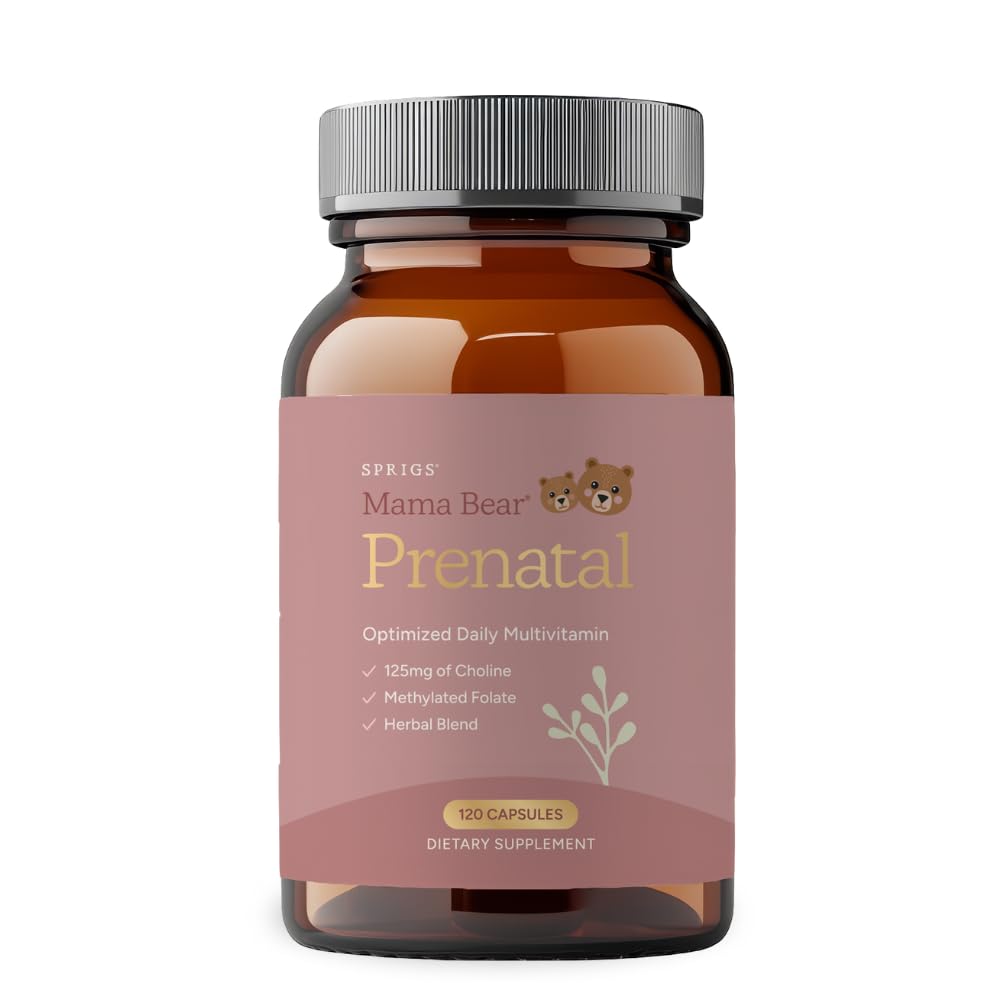 SPRIGS Mama Bear Prenatal Gold Multivitamin with Choline and Methylated Folate for Pregnancy Support Easy to Digest Prenatal Vitamins SPRIGS uk supplements