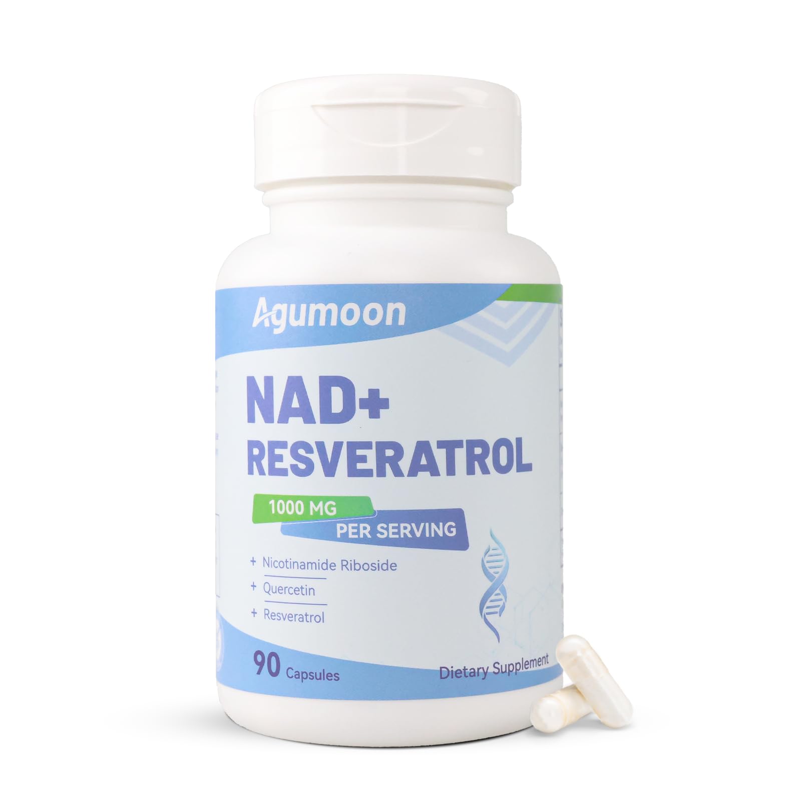 Agumoon NAD+ Supplement 1000mg, Liposomal NAD Nicotinamide Riboside Supplement with Resveratrol & Quercetin for Women and Men - 90 Capsules Agumoon uk supplements