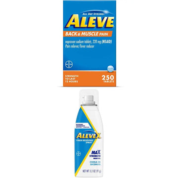 Aleve Back & Muscle with Naproxen, 250 Count & AleveX Pain Relief Spray, 3.2 Ounce, Pain Relief Aleve uk supplements