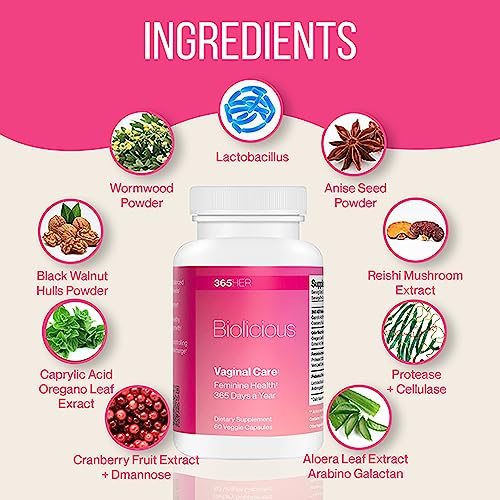 365 HER Biolicious Natural Vaginal Care Supplement (60 Capsules) | Neutralizes Odor and Reduces Discharge 365 HER uk supplements