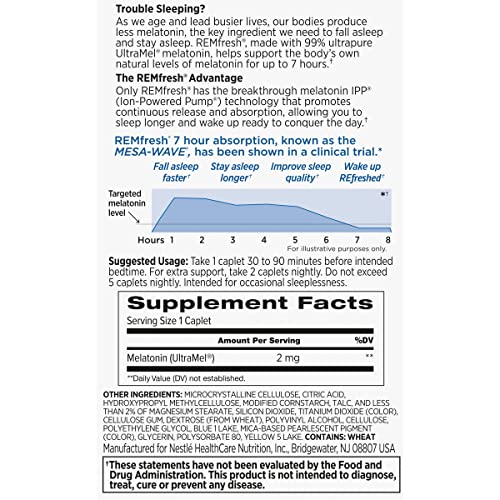 REMfresh 2mg Advanced Melatonin Sleep Aid Supplement (36 Caplets) REMfresh uk supplements