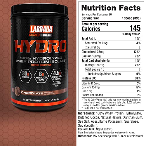 Labrada Hydro 100% Pure Hydrolyzed Whey Protein Isolate Powder, Lactose Free Labrada uk supplements