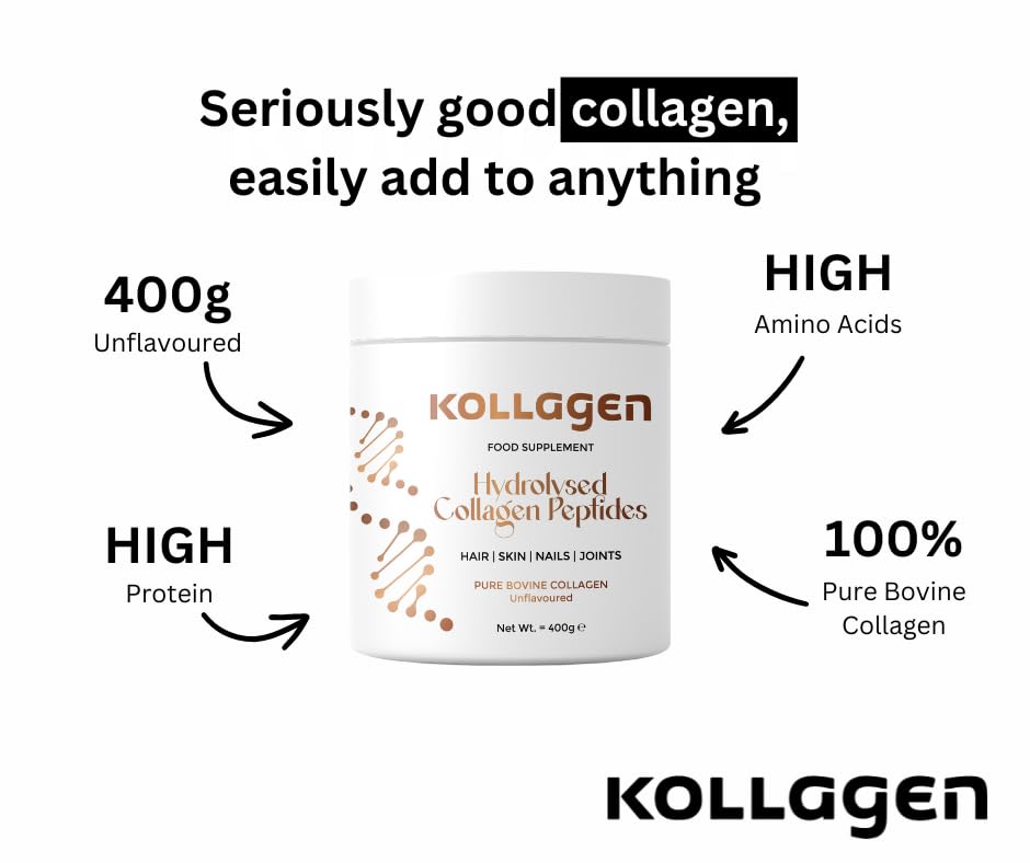 100% Pure Collagen Peptides Powder 400g Kollagen: Hydrolysed Bovine Collagen Peptides (Type 1) My Store uk supplements