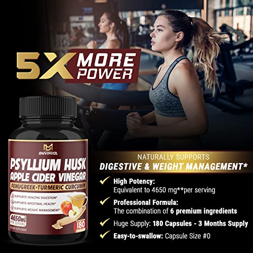 BMVINVOL Psyllium Husk Fiber Supplement 4650mg - Apple Cider Vinegar, Fenugreek BMVINVOL uk supplements