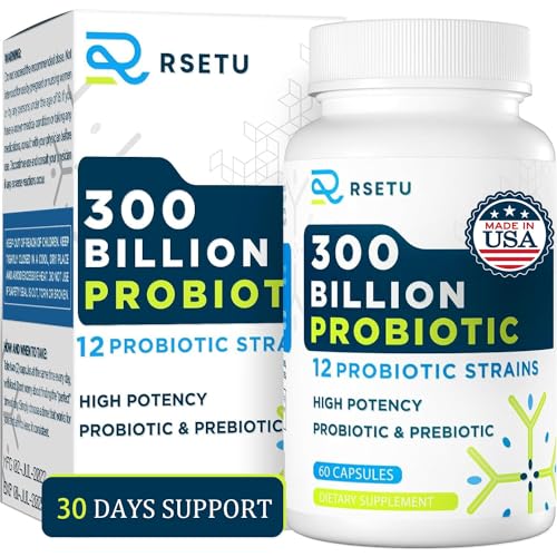 Probiotics for Women Men: 300 Billion CFU Probiotic High Potency + 12 Strains Organic RSETU uk supplements