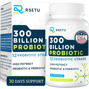 Probiotics for Women Men: 300 Billion CFU Probiotic High Potency + 12 Strains Organic RSETU uk supplements