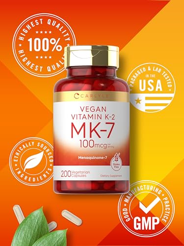 Carlyle Vitamin K2 MK7 100mcg | 200 Vegan Capsules | Menaquinone-7 Supplement Carlyle uk supplements