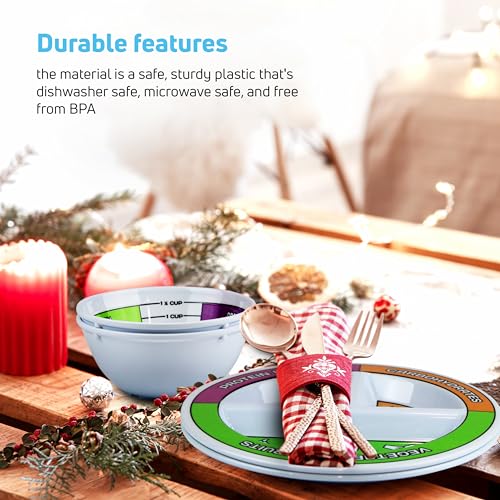 Portion Control Bariatric Plates and Bowls Set of 2 (4pcs Total) - Self-Measuring Plates HeroFiber uk supplements
