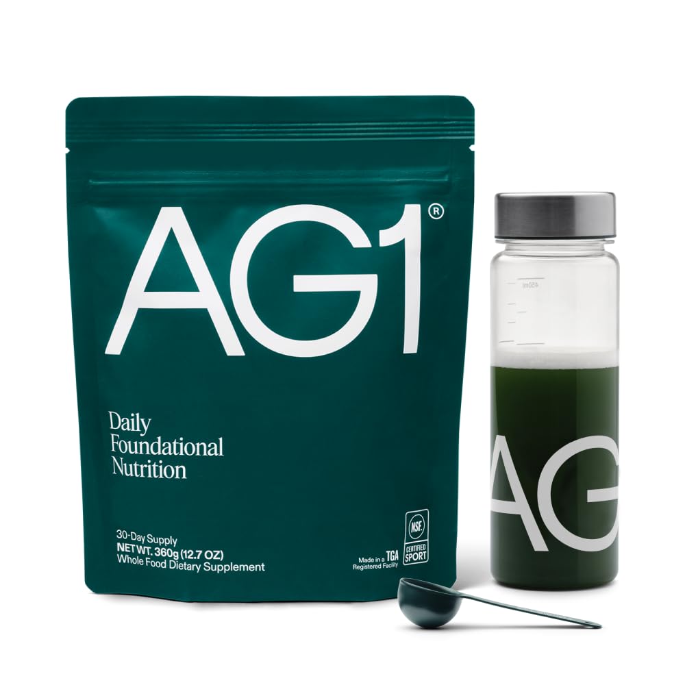 AG1 Greens Powder Supplement | Improve Gut Health | Multivitamin, Probiotic, Gluten Free, Vegan and Keto Friendly | Shaker & Scoop Included | 75 Vitamins (Athletic Greens), Classic Formula AG1 uk supplements