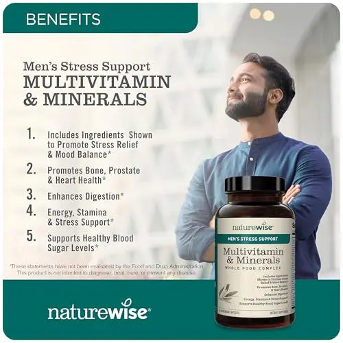 NatureWise Multivitamin for Men + Stress Support + Fulvic Ionic Minerals + Probiotics for Immunity, Male Health NatureWise uk supplements