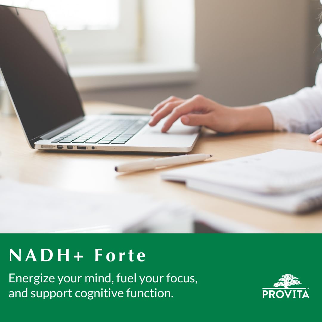 PROVITA NADH+ Forte | Cognitive Support Supplement with NADH, Coenzyme Q10 & Chlorophyll | Energy Support, Focus, Mental Clarity & Brain Health | Vegan Capsules | High Absorption Cellular Formula PROVITA uk supplements