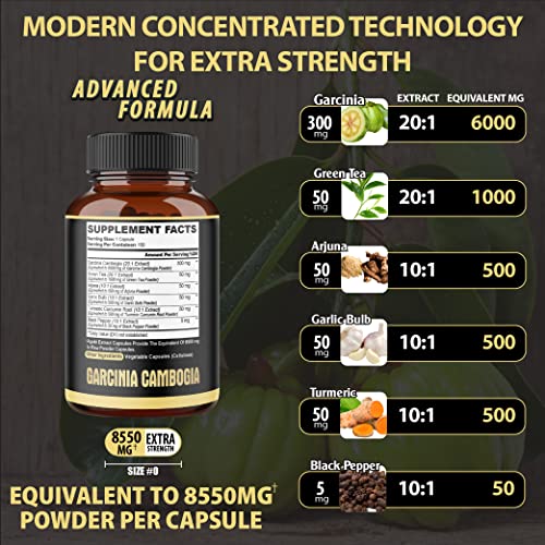 Premium Garcinia Cambogia 20:1 Extract Capsules 8550 mg - with Green Tea, Arjuna agobi uk supplements