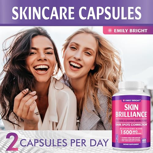 Glutathione Capsules - 1,500mcg Glutathione Supplement - Skin Tone Enhancer - Targets Emily Bright INC uk supplements