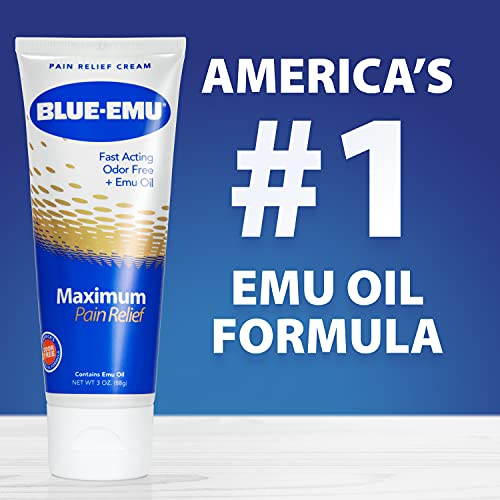 BLUE-EMU Maximum Pain Relief Cream for Arthritis, Muscle, & Joint Aches, 3 Oz, 1 Pack BLUE-EMU uk supplements