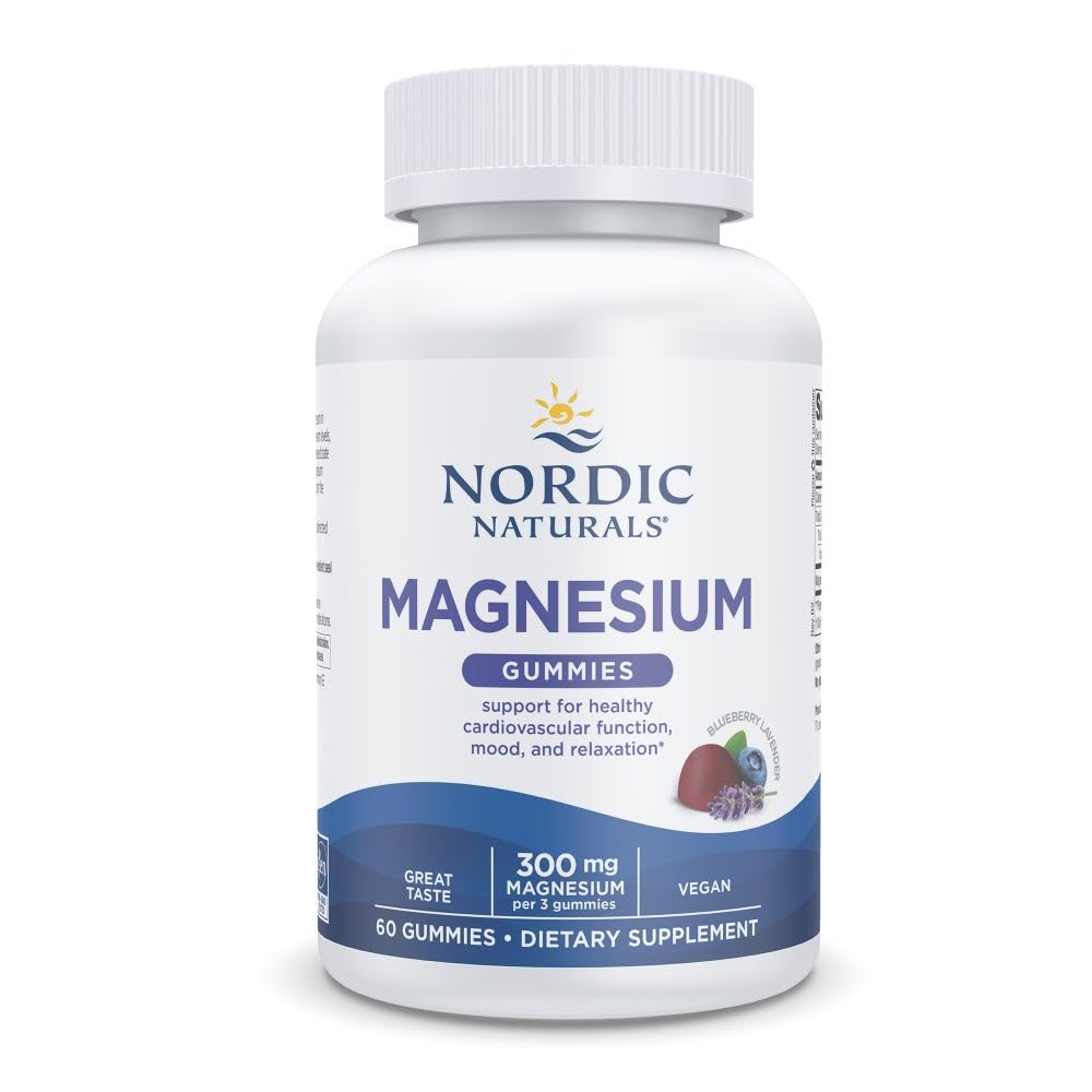 Nordic Naturals Magnesium Gummies for Adults, Blueberry Lavender Flavor - 60 Gummies - Vegan Magnesium Supplement for Mind, Mood, and Cardiovascular Support - Non-GMO - 20 Servings Nordic Naturals uk supplements