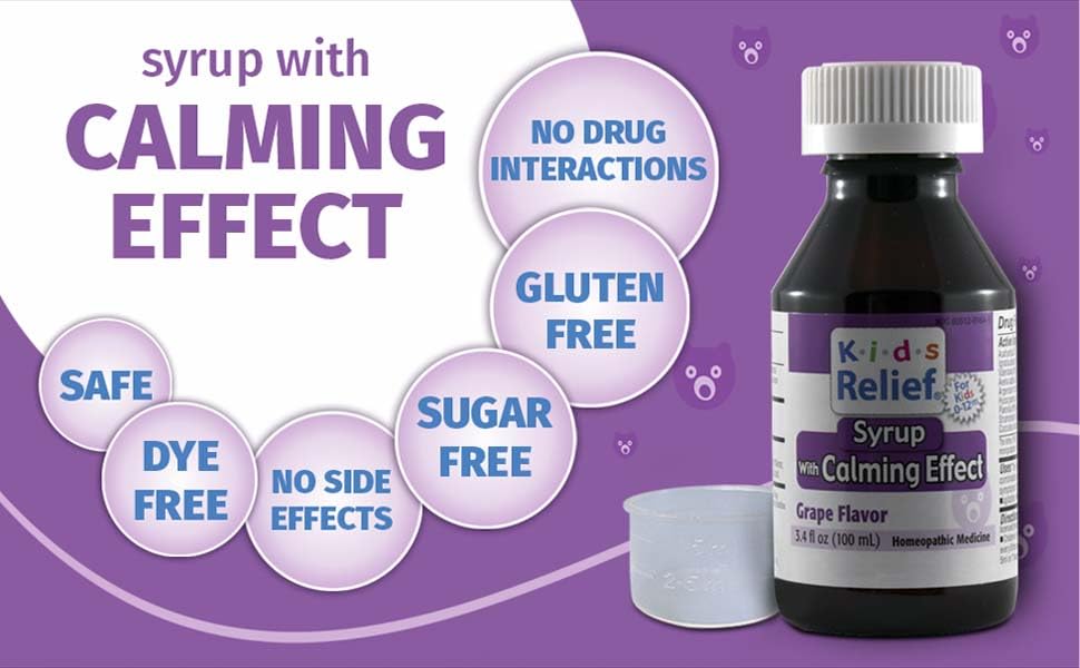 Kids Relief Syrup with Calming Effect, for Kids 0-12 Yrs, Grape Flavor, Gluten and Dye Free, No Added Sugar, 3.4 oz Kids Relief uk supplements