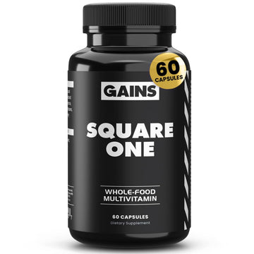 Gains in Bulk Square 1 Multivitamin and Mineral Supplement for Women and Men, Vitamins, Digestive Enzymes and Organic Minerals for Muscle Health, Performance and Immune Support, 90 Capsules GAINS IN BULK GAINSINBULK.COM uk supplements